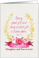 Custom New Baby Congratulations James 1:17 Watercolor Flowers card