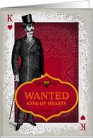 Wanted King of Hearts, Be My Valentine Vintage card