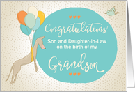 Custom Congratulations Son and Daughter in Law for New Grandson card