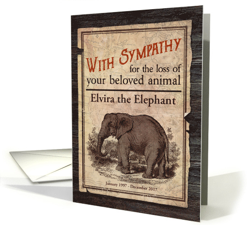 Custom Sympathy Loss of Zoo Animal Elephant Vintage card (1466688)