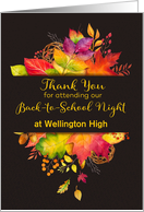 Custom Thank You for Attending Back to School Night, Fall Leaves card