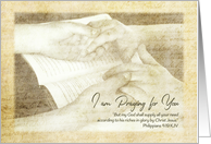 Vintage Praying for the Homeless, Praying Hands, Philippians 4:19 KJV card