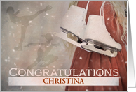 Custom Congratulations with Ice Skates and Silhouette Ice Skater card