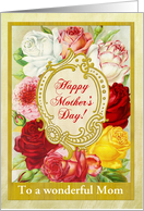 Custom Illustrated Vintage Happy Mother’s Day, Roses card