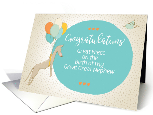 Custom Congratulations Great Niece on Birth of Great Great Nephew card