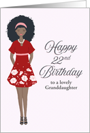 Afro American 22nd Birthday for Granddaughter, Lady in Red Dress card