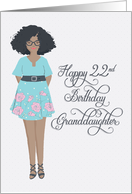 Afro American 22nd Birthday for Granddaughter, Lady in Dress card