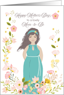 Illustrated Mother’s Day for Mom-to-Be, Curly Haired Mom, Floral card