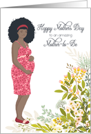 Illustrated Mother’s Day for Mom-to-Be, Afro Mom, Floral card