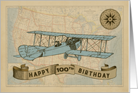 Illustrated Vintage Military Plane 100th Birthday USA Map Compass card