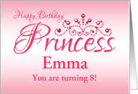 Custom Great Great Granddaughter 8th Birthday Pink Tiara Princess card
