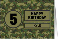 Custom Army Camouflage Happy 5th Birthday Grandson Patch card