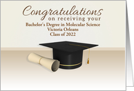 Custom Name Congratulations Bachelor’s Degree, Graduation Cap, Diploma card