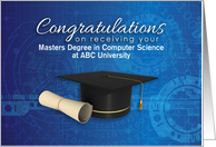 Illustrated Congratulations Masters in Computer Science Custom School card