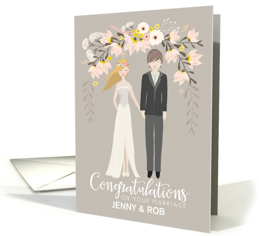 Illustrated Congratulations on Your Marriage Flowers Couple card