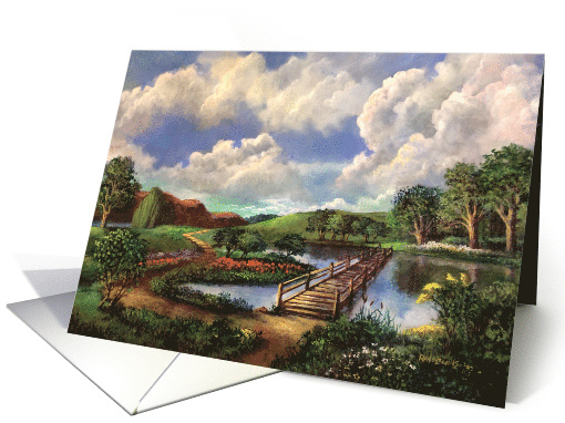 Reflections On Our Love And Romance Garden Bridge in Paradise card