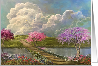 Sympathy Inspirational Artwork Heavenly Scene Flowering Trees card