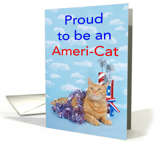 Patriotic cat Proud to be an American card (1438398)