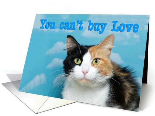 Calico Cat Can't Buy Love Adoption Rescue card (1442490)