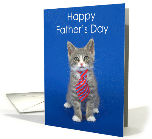 Tabby kitten wearing a tie Happy Father's Day card (1489738)