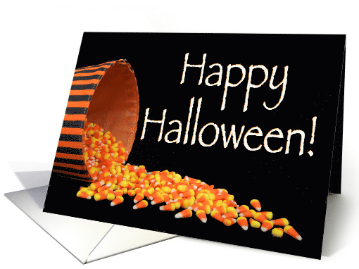 Happy Halloween Bucket of Candy Corn card (1507594)