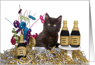 Festive Kitten Party Happy New Year card