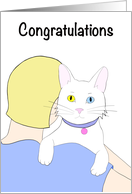 Congratulations on Your Pet Cat Rescue Adoption Blonde with White Cat card