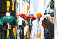 New York Shopping in the Rain impressionistic painting card