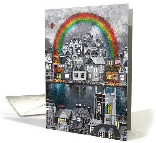 Whimsical, Acrylic Impasto Painting, with Rainbow . card (1442070)