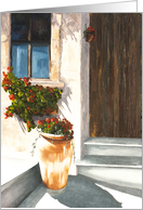Oil Painting of Geraniums in Terracotta Pot Card