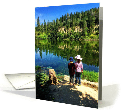 Birthday - Boy & Girl Standing by a Lake in a Forest card (1444046)