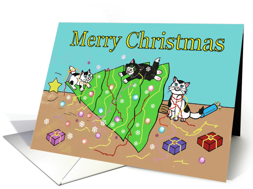 Kittens Decorating the Christmas Tree card (1457190)