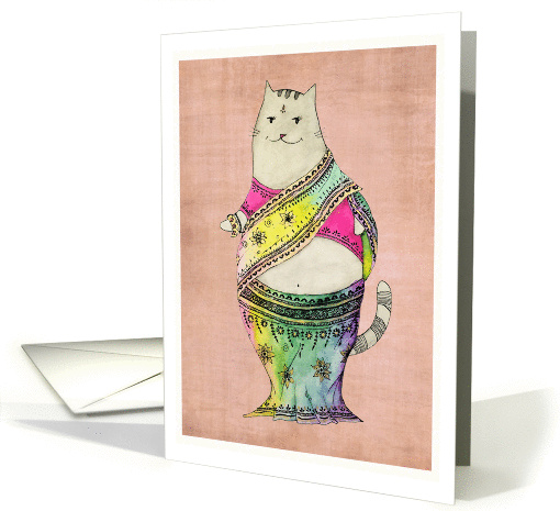 Cute Kitty in a Colorful Sari - Diwali card (1453288)