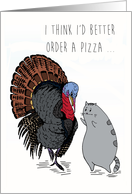 Thanksgiving - Cute Kitty and Evil Turkey card