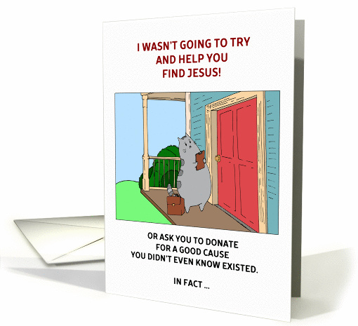 Door to Door Solicitor - Sorry, I Missed You Cute Kitty Humor card