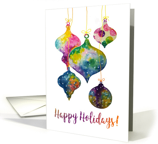 Happy Holidays - Watercolor Christmas Tree Ornaments card (1460442)