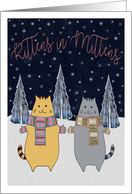 Birthday in Winter - Kittens in Mittens card