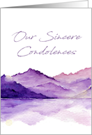 Condolences Sympathy Bereavement Purple Mountains Watercolor Art card