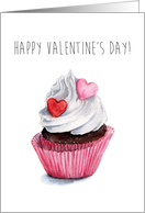 Valentine’s Day Cupcake - Simple Contemporary Watercolor Illustration card
