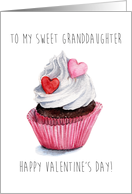 Valentine’s Day Cupcake for Granddaughter - Watercolor Illustration card