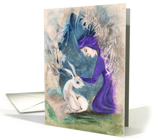 Witch and White Hare, Blank Card, Pagan card (1453770)