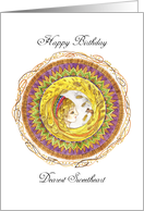 Birthday for a dear Sweetheart, with Woman, Harvest Mouse and Mandala card