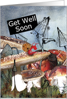 Snail sitting on Toadstool, Get Well Soon card