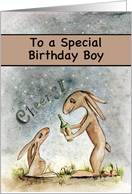 Happy Birthday to a Special Boy, Tattooed Hares and Carrot Juice card