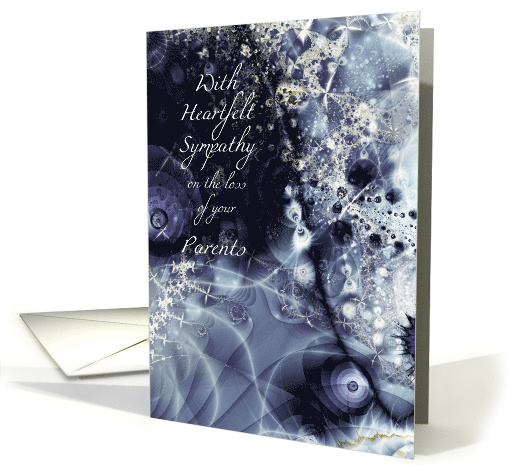 Sympathy, For Loss of Parents, Blue Metallic effect, Fractal card