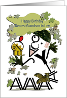 Happy Birthday, Grandson in Law, Military Character, Typography Art card