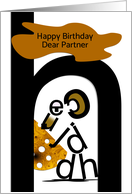 Happy Birthday, Partner, Mouse and Cheese, Typography card