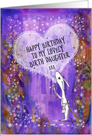 Happy Birthday, Birth Daughter, Rabbit with Hammer and Heart, Art card