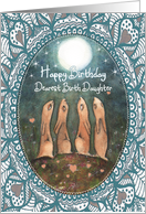 Happy Birthday, Birth Daughter, Hares with Moon, Art card