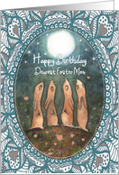Happy Birthday, Foster Mom, Hares with Moon, Art card